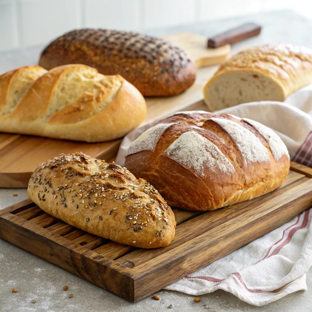 Selection of fresh artisan breads