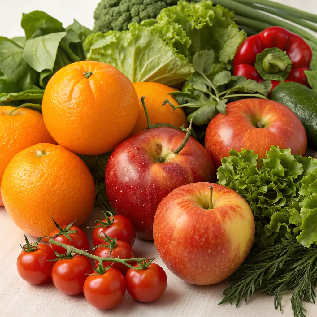Assortment of fresh fruits and vegetables